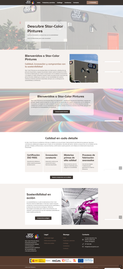 Proyecto web star color pintures creado por idenet con el Kit Digital